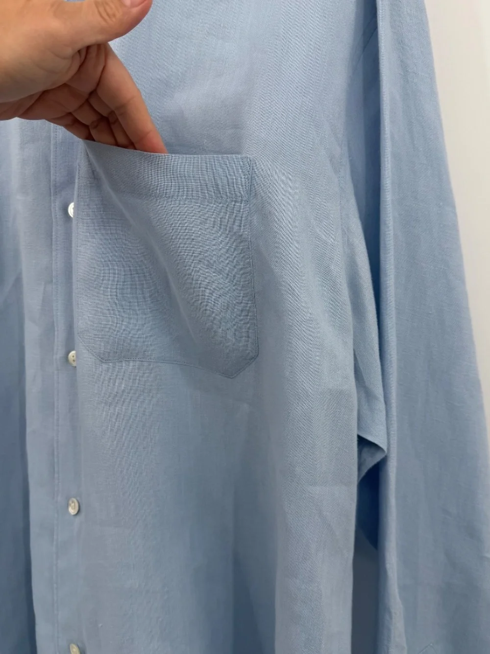 Banana Republic Shirt Men XL Light Blue Linen Long Sleeve Button Up Coastal